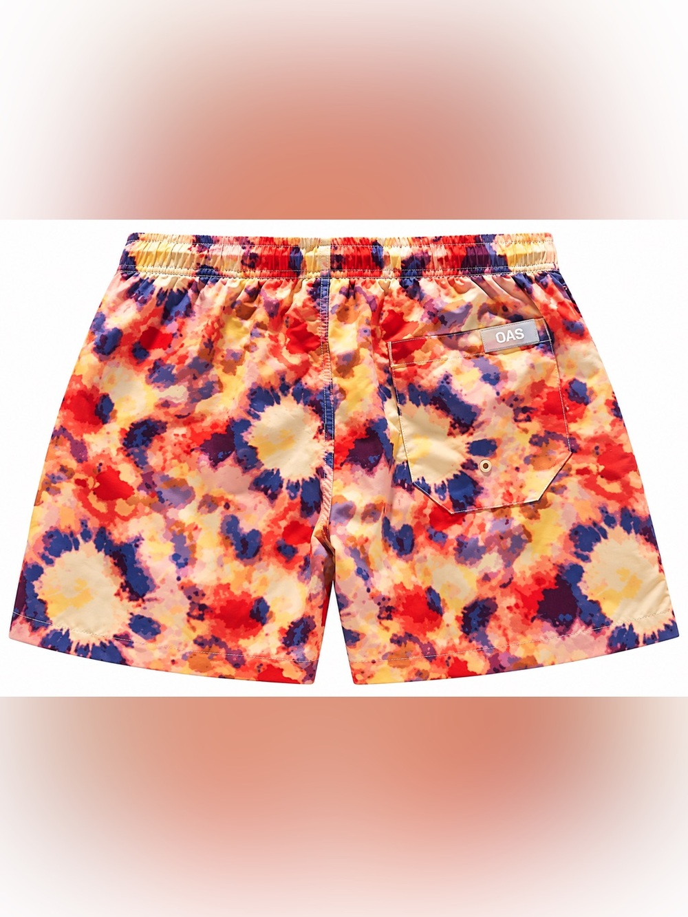 OAS Yellow Tie Swim Shorts Abstract Floral Print Men’s Size Large - Picture 3 of 9
